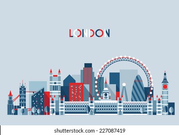 London (England) City Skyline Vector Background. Flat Trendy Illustration.