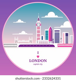 London (England) Stadt Skyline, Vektorhintergrund. Flache trendige Illustration.