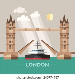 London (England) city vector background. Flat illustration.