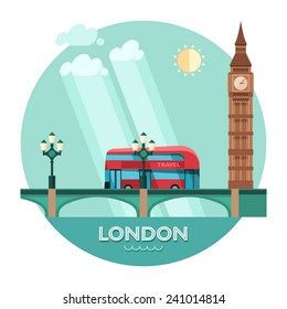 London (England) city vector background. Flat illustration.