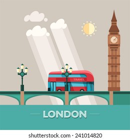London (England) city vector background. Flat illustration.