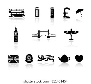 London / England Icon Collection - Great Britain Theme - Iconic Vector Set