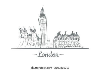 London England Landscape Sketch Hand Drawn Stock Vector (Royalty Free ...