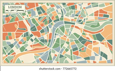 London England Map in Abstract Retro Style. Vector Illustration.