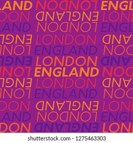 London, England seamless pattern, typographic city background, texture.
