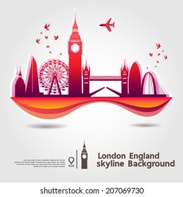 London, England, skyline background, vector Illustration