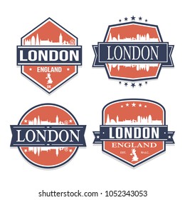 London England Travel Stamp Icon Skyline City Design Vector