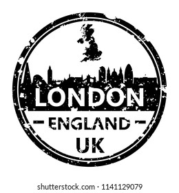 London England Travel Stamp Icon Skyline City Design Tourism