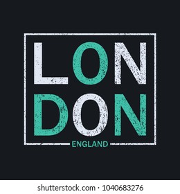 London, England typography graphics for t-shirt. Design graphics print for original apparel. Vector illustration.