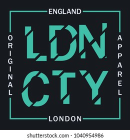 London, England typography graphics for t-shirt. Design for original apparel. Clothes print. Vector illustration.