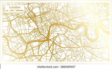 London England City Map in Retro Style in Golden Color. Mapa de esquema. Ilustración vectorial.