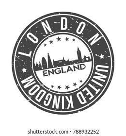 London England UK Europa Stamp. Logo Icon Symbol Design Skyline City Vector.