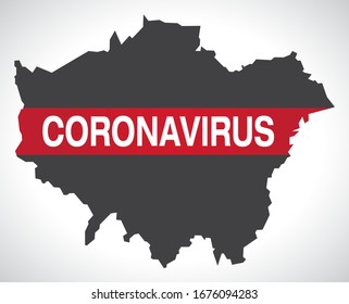 London ENGLAND UK region map with Coronavirus warning illustration