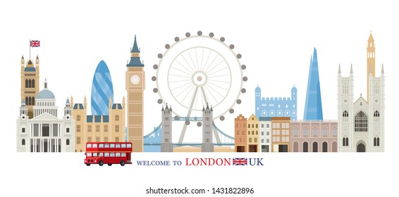 London, England and United Kingdom Landmarks Skyline, Famous Place, Travel and Tourist Attraction