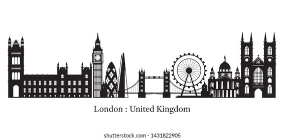 London England United Kingdom Landmarks Skyline Stock Vector (Royalty ...