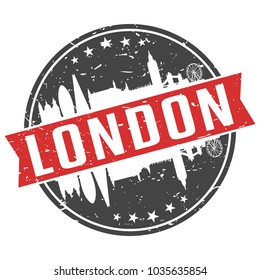 London England United Kingdom Round Travel Stamp. Icon Skyline City Design Vector Seal Illustration Badge.