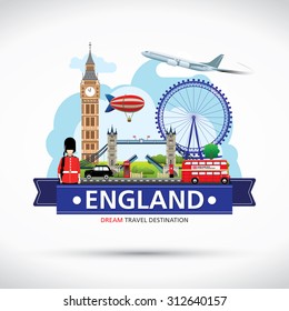 London, England Vector travel destinations icon set, Info graphic elements for traveling to England.