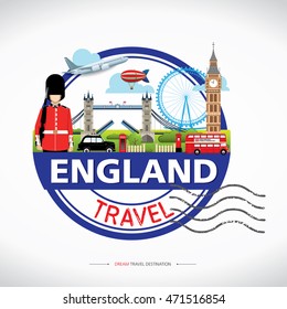 Londres, Inglaterra Destinos de viaje conjunto de iconos, Info elementos gráficos para viajar a Inglaterra. Sellos de viaje