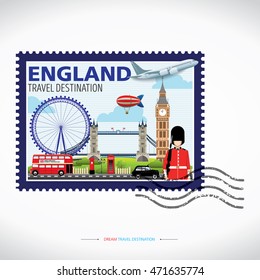 London, England Vector travel destinations icon set, Info graphic elements for traveling to England. Travel stamps Vector.