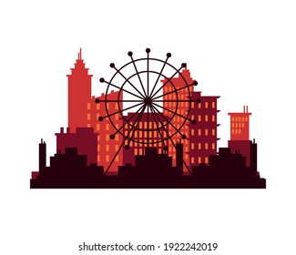 London Eye City Architecture Silhouette Icon Vector Illustration Design