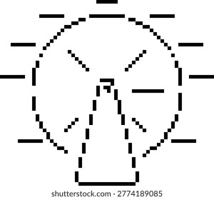 london eye ferris wheel pixel art icon, retro 8-bit uk landmark attraction symbol, travel vector illustration