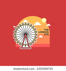 los colores de la puesta de sol del día de la ilustración icónica de londres eye