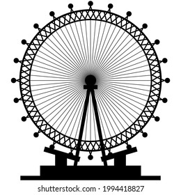 London eye vector ferris wheel icon illustration on white