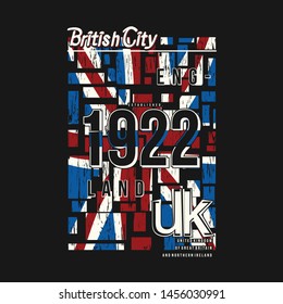 london flag with abstract backgound graphic t shirt design