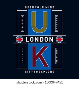london flag and quote vector design tee for t-shirt - Vector illustration