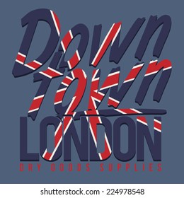 London Flag typography, t-shirt graphics, vectors