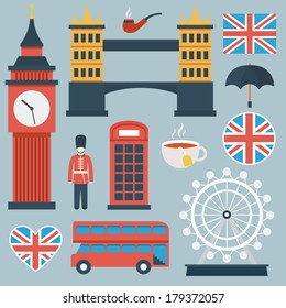 London flat icon set