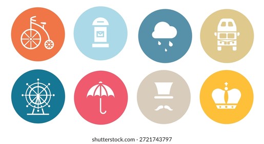 Conjunto de iconos planos de Londres Ilustración vectorial