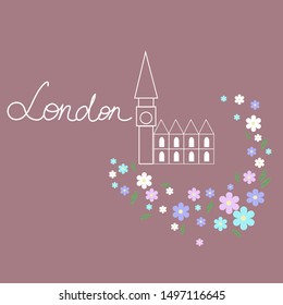 London flat illustration, vector, landmark, UK, United Kingdom, England