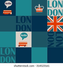 London flat style seamless vector pattern