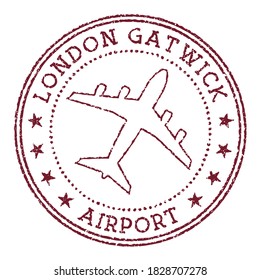 London Gatwick Airport stamp. Airport of London round logo. Vector illustration.