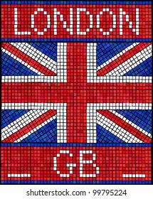 London GB summer holiday concept. A Union Jack flag made from mosaic tiles.vEPS10 vector format.