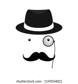 London gentleman hat and monocle.Secret agent. Businessman, mafia, detective