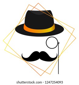 London gentleman with hat and monocle.Secret agent. Businessman, mafia, detective