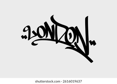 London graffiti tag in bold urban style. Vector street art illustration on white background, great for posters, digital designs, and metropolitan-themed creative projects.