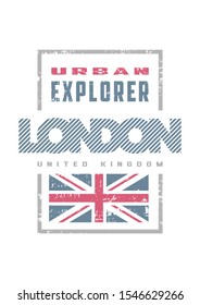 London, grange style, t-shirt print design.