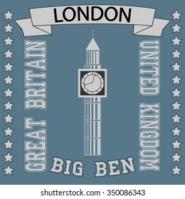 London graphics with Big Ben for t-shirt and postcard printing t-shirt - vector illustration