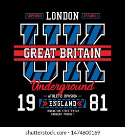 London Great Britain Typography Design Tshirt Stock Vector (Royalty ...