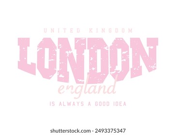 In: London grunge college typography. Vektorillustration Design für Mode, Grafik, Print, T-Shirt, Slogan T-Shirt, Poster, Aufkleber.