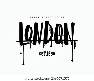 London grunge urban typography. Vector illustration design for slogan tee, t shirt, fashion graphic, print, sweatshirt.