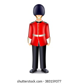 London guard isolated on white photo-realistic vector illustration