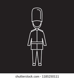 London guard man icon. Outline illustration of London guard man vector icon for web and advertising isolated on black background. Element of culture and traditions