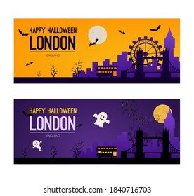 London Halloween holiday background with text.