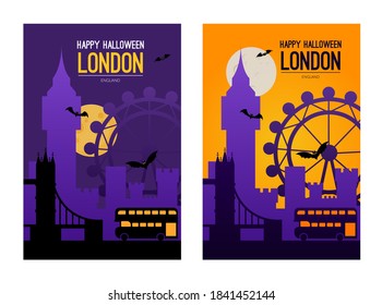 London Halloween holiday background with text.