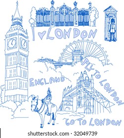 London hand drawn doodles