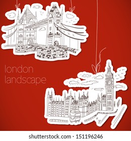 London hand drawn landscape in vintage style 
